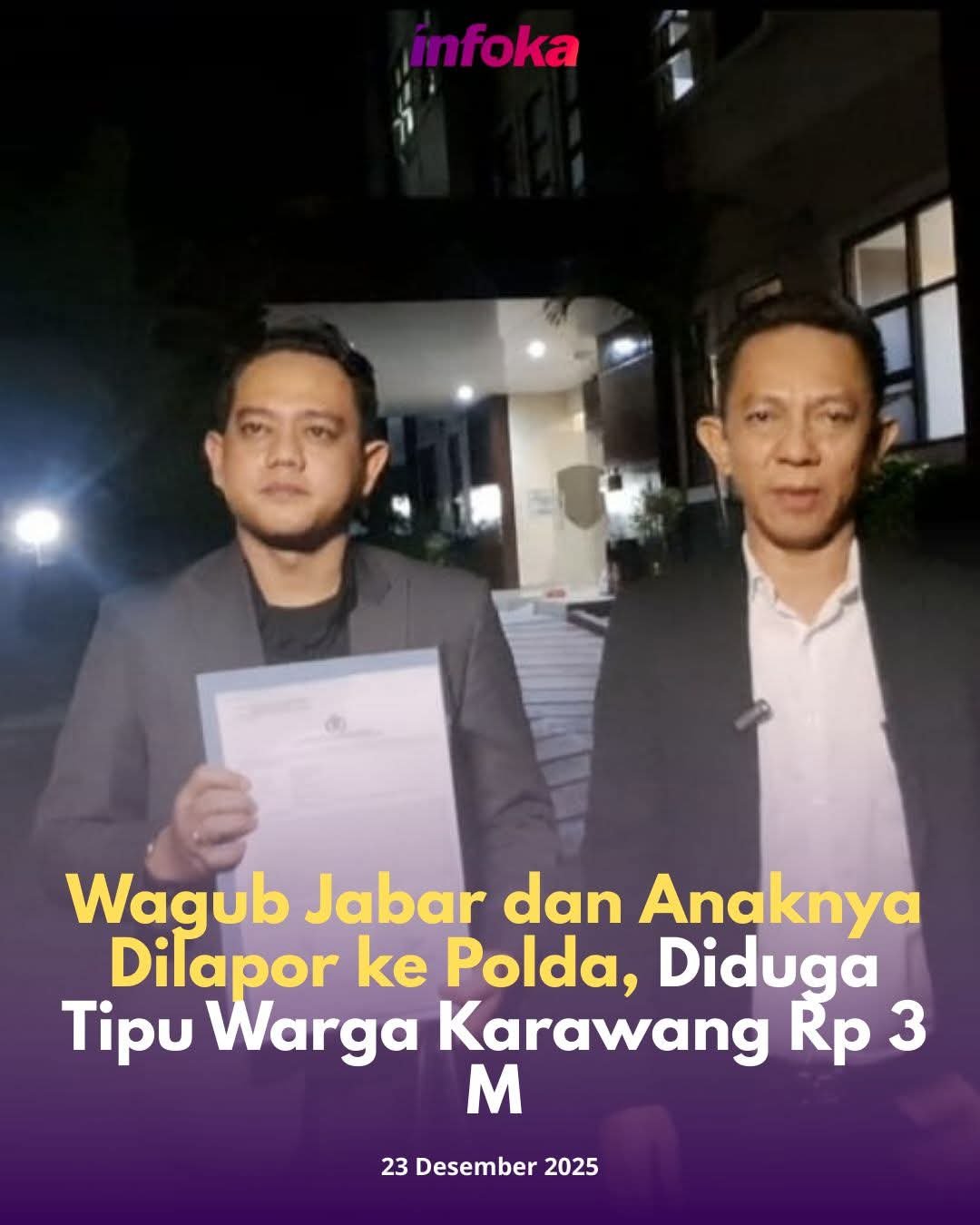 Wagub Jabar dan Anaknya Dilaporkan Ke Polda Diduga Tipu Warga Karawang 3M